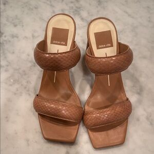 Dolce Vita Brown Mules with Textured Straps